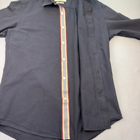 Vtg Burberry Women's L Slim Luxury Black Oxford Y2K Big EKD Logo Placket Lining - Picture 10 of 16